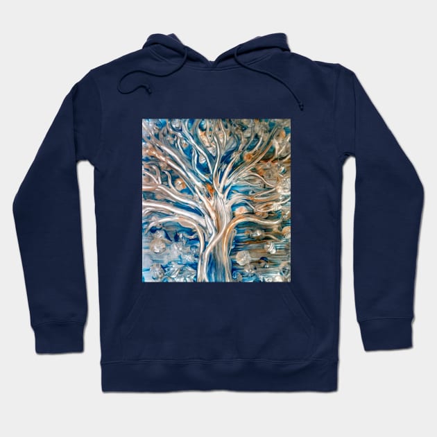 Tree in Blue and Gold Hoodie by Klssaginaw